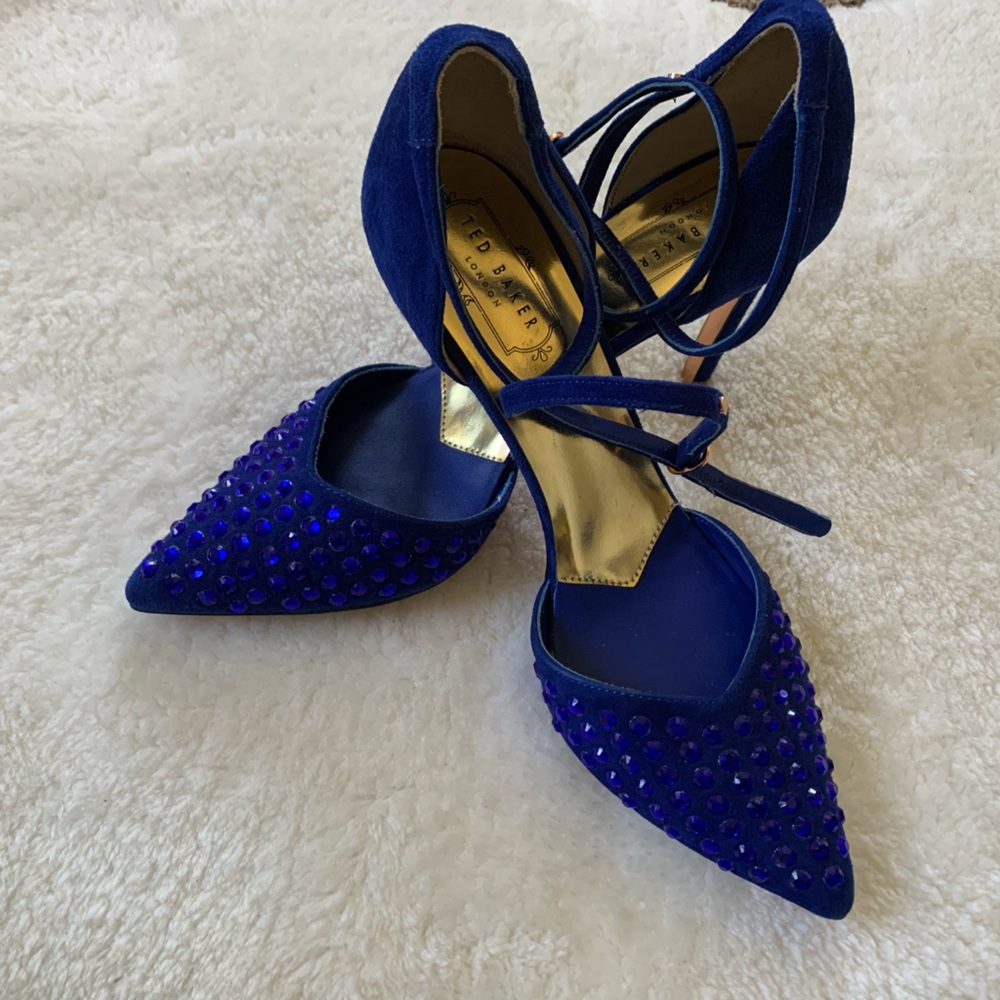 Ted Baker Blue Rhinestone Heels - Picture 2 of 10
